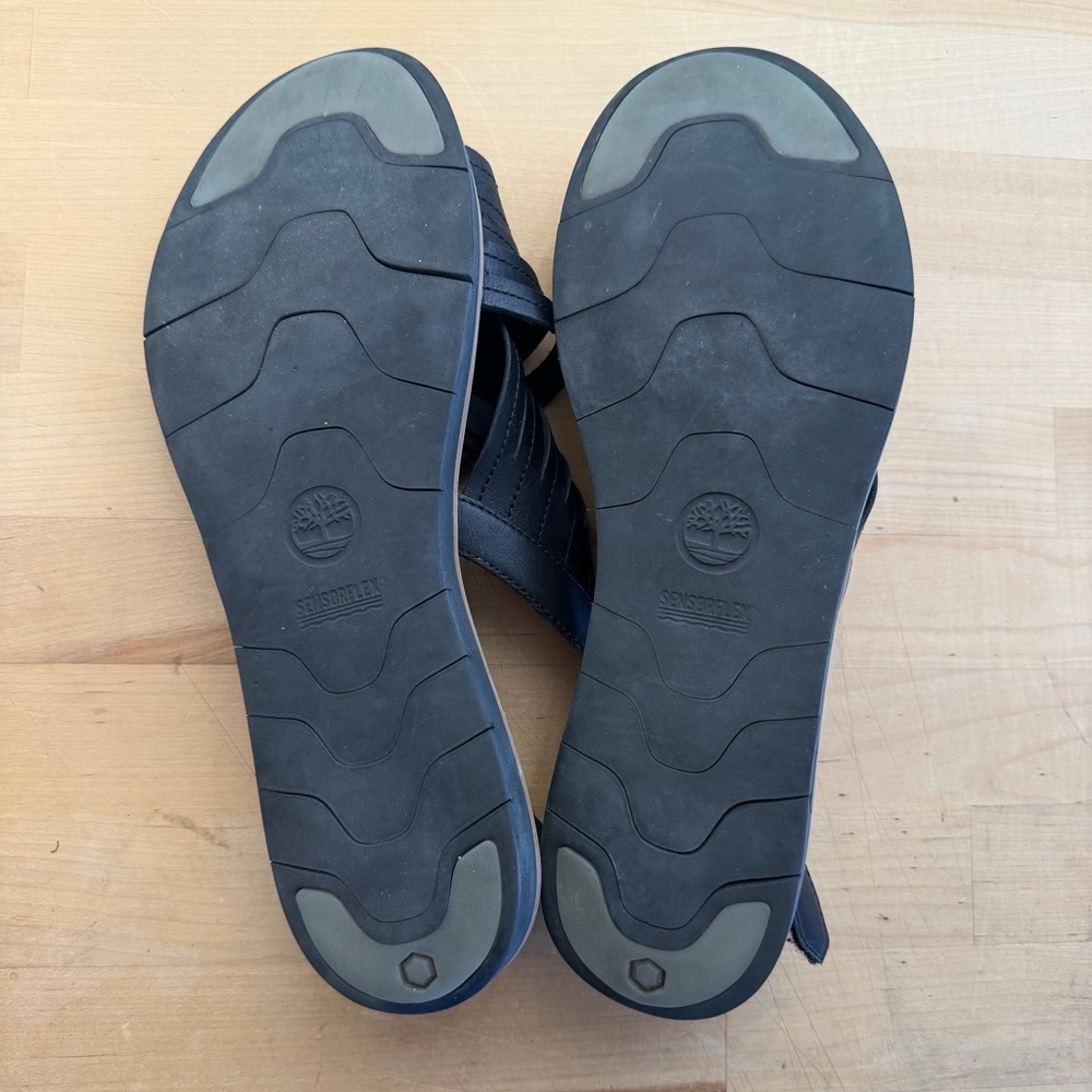 Timberland Adley Shore Black Leather Cross Band Sandals | Women’s Size 11 | EUC - Picture 8 of 8